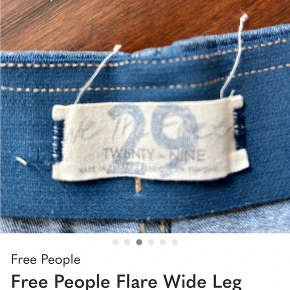 Free People Flare Wide Leg Blue Jeans - Picture 3 of 4